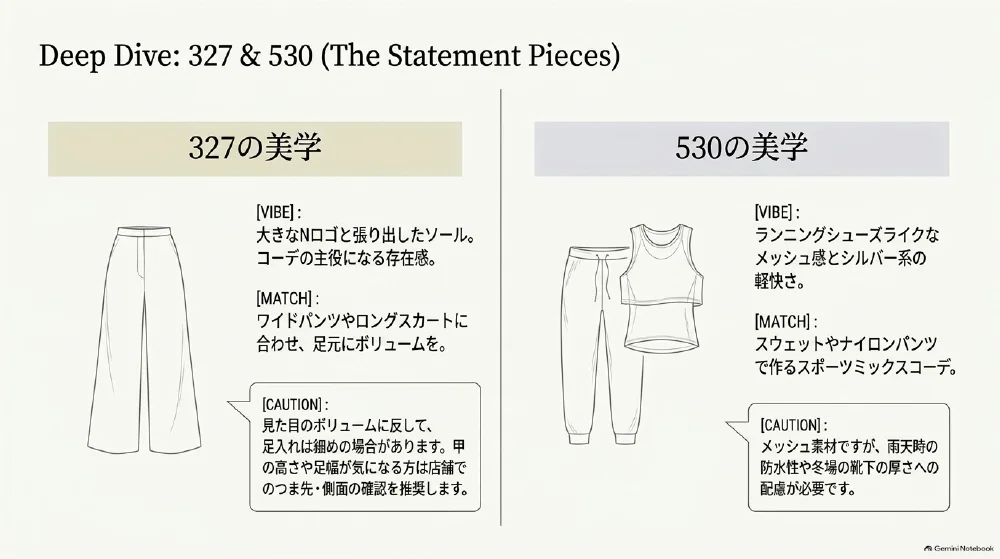327と530の特徴を比較