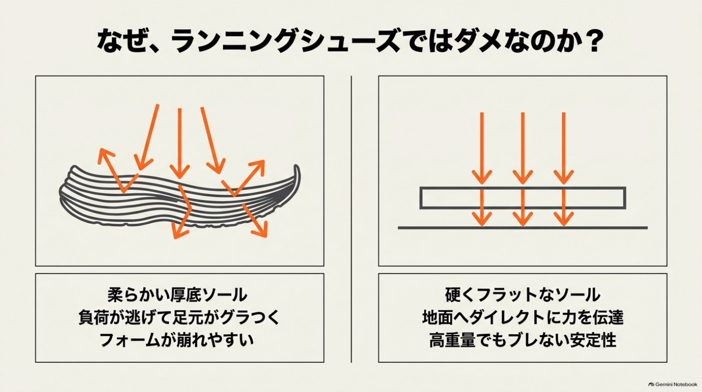 ランニングシューズがジムトレーニングに向かない理由